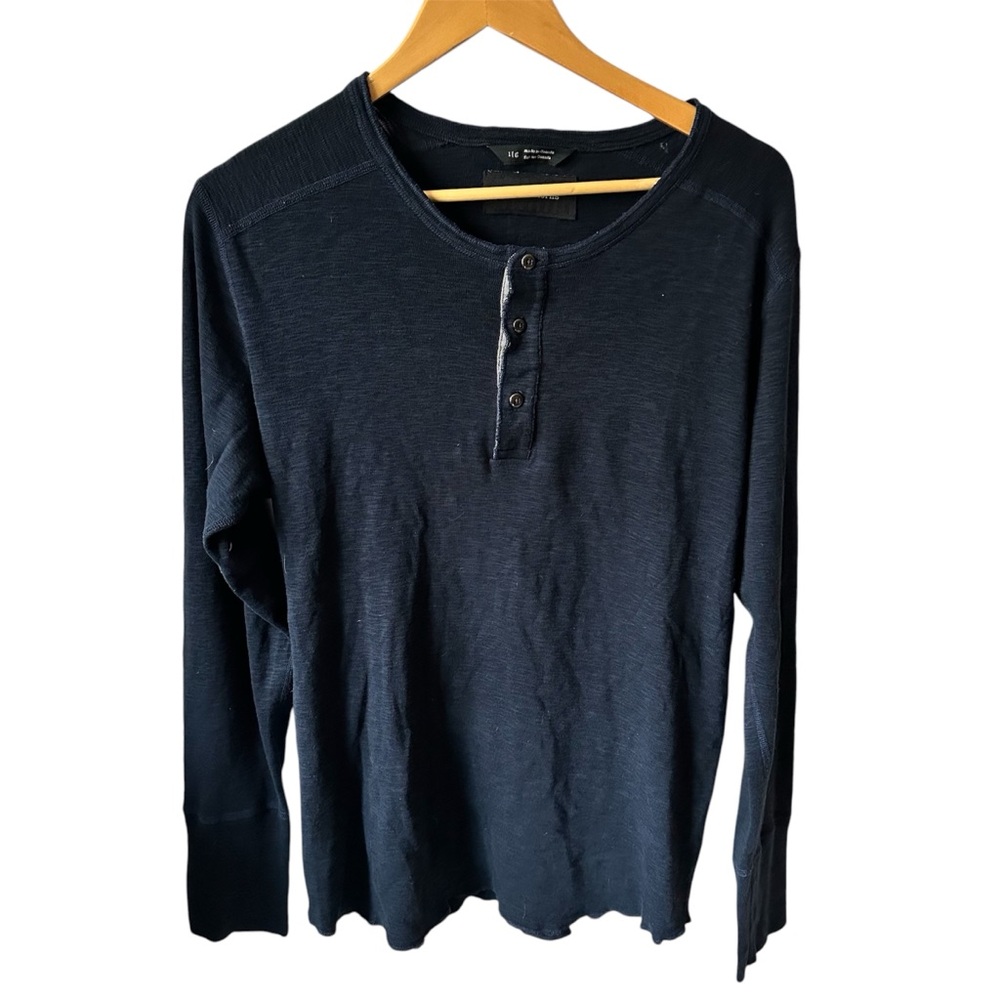 wings + horns Cotton Slub Henley Shirt Blue Size‎ Large